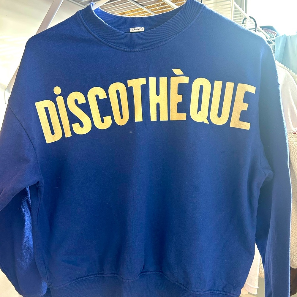 Clare V sweatshirt with reflective style print.